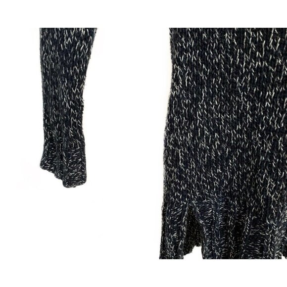 LUCKY BRAND Navy Blue + White Isabella Button Accent Shoulder Women's Sweater M - Picture 4 of 6